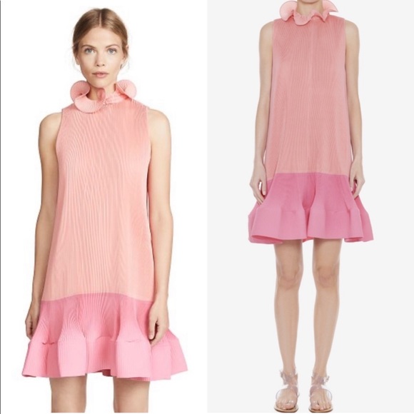 Tibi Pleated Cocktail Dress in Pink Colorblock Size XS - Picture 2 of 11